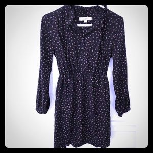 LOFT Belted dress w/ pockets black and brown